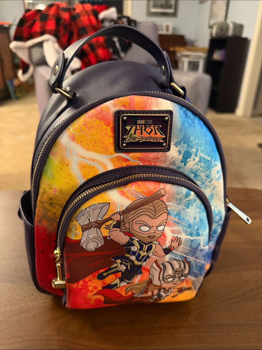 Loungefly Kids Mini Backpack – Navy with Multicolor Thor Art